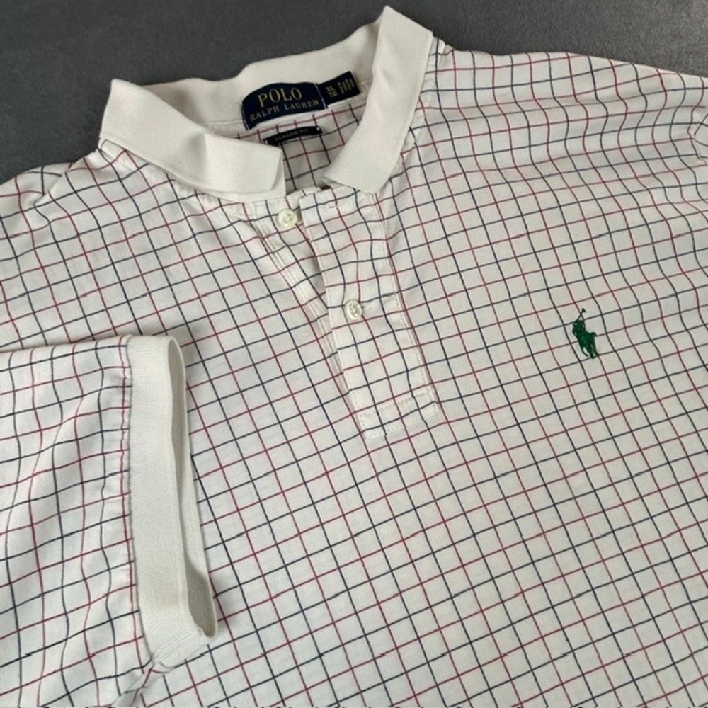 Polo Ralph Lauren Men's Classic Fit Polo Shirt XL White Red Black Grid Pony